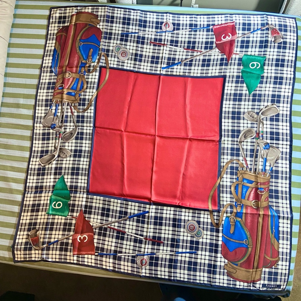 Rare Vintage Lauren Ralph Lauren Golf Silk Scarf
